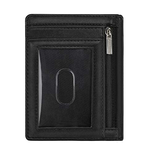 Vemingo Cartera de Tarjetas con Bolsillo Frontal de Moneda/Cartera Piel Hombre con RFID Bloqueo para Varias Tarjetas personales, Minimalista?Cuero Genuino de Vaca