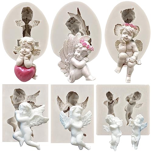 MYPRACS Angels Baby Silicone Fondant Molds Cupid Candy Molds Set Of 6
