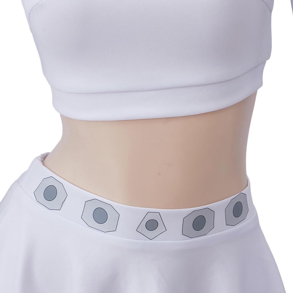 RocailleCos Princess Cosplay Leia Costume Adult Short White Dress Crop Top Skirt Suit Outfit for Women Teen