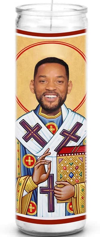 Will Celebrity Prayer Candle - Funny Saint Candle - 8 inch Glass Prayer Votive - 100% Handmade in USA - Novelty Celebrity Gift