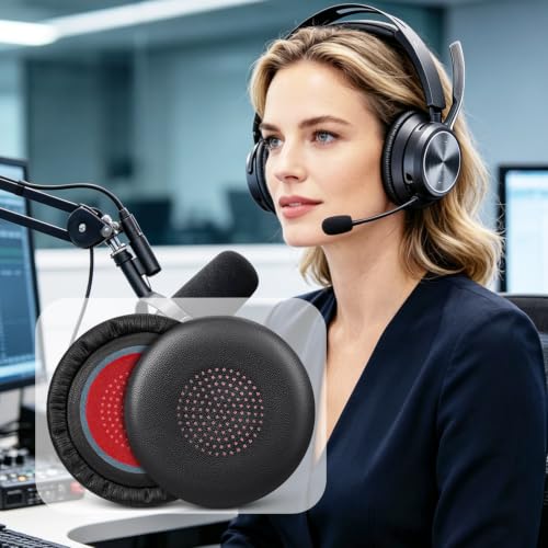 Image of GEVO Ear Pads Cover for Voyager Focus 1&2 UC /B825 -Black&Red