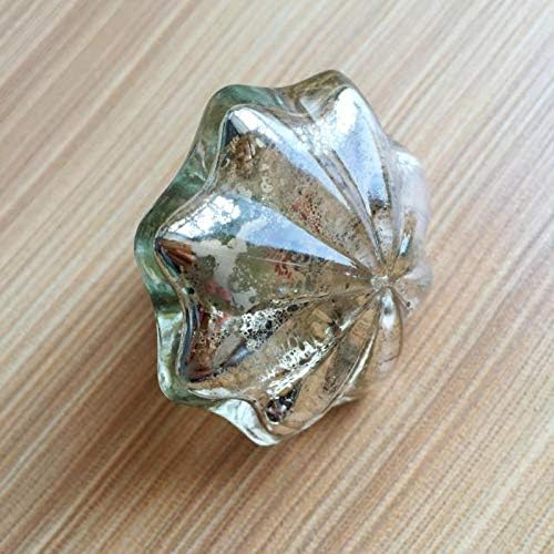 Southst 4PCS Ornate Vintage Dresser Glass Drawer Knobs Pulls Cabinet Handles Vintage Furniture Knobs Inner Electroplated