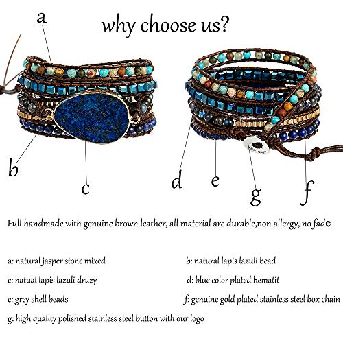 Image of Plumiss Women Boho Handmade Natural Stone Crystal Leather Bead Wrap Bracelets Collection