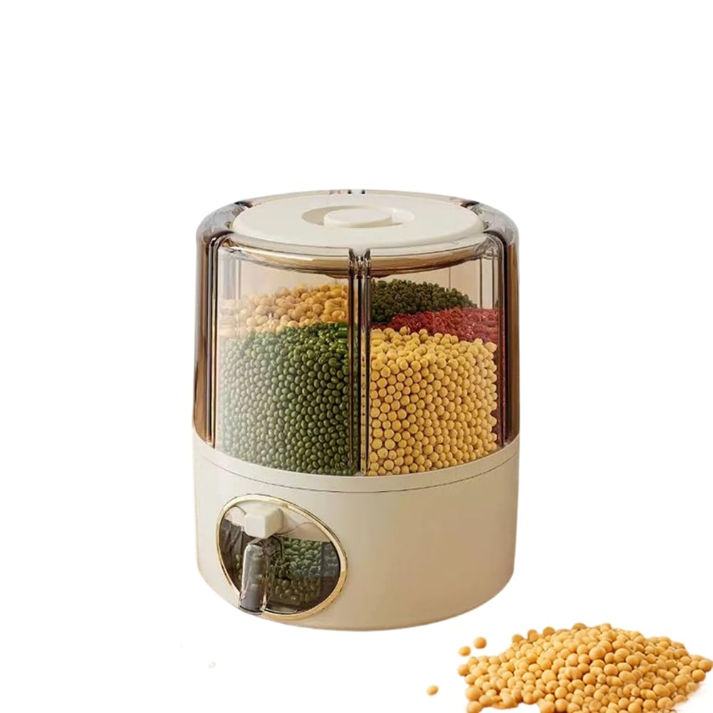 Hndhbfgrt Kitchen Rice Bucket, Household Grain Storage Box, Sealed Rotating Compartment Grain Container
