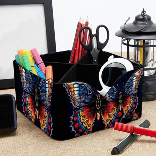 Porte-stylos rectangulaire papillon à 2 compartiments pour bureau - 8