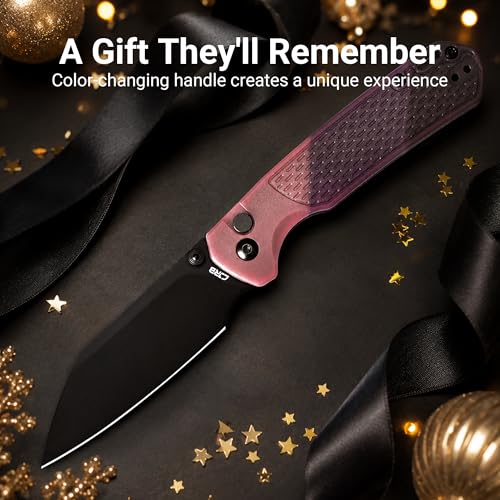 Image of CJRB Pyrite-Light Pocket Knife, Thermochromic FRN Handle, Button Lock