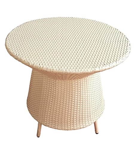 Image of Artic Fashion D-15 Chairs Table Set 4+1 Wicker Patio Furniture Sets 4 Chair and 1 Table for Garden Balcony Bedroom Powder Coated Frame Uv Protected Wicker (Cream)