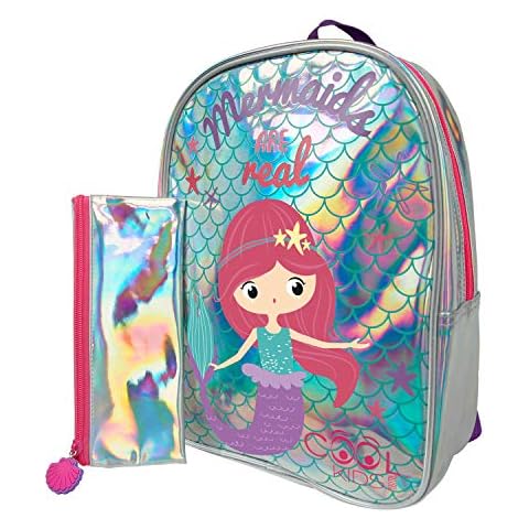 Set Escolar Sirena Niña Mochila + Bolsita Cover