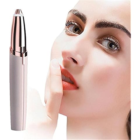 Flawless Eyebrow Trimmer for Women, Finishing Touch Hair Removal, Painless Brows Remover with LED Light, Portable Eyebrow Razor Rechargeble with Cable Rose Gold Cover