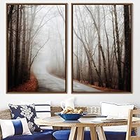 2 Piece Framed Canvas Wall Art Rustic Woods Canvas Prints Home Artwork Decoration for Living Room,Bedroom - 16