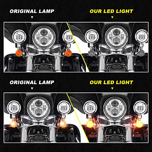Image of REALOVE 3-1 /4 Inch Front Led Turn Signal 1157 Double Base Amber Lamp Compatible with aley Motorcycle Road Glide Road King Softail Ultra Classic Ultra Limited Electra Glide