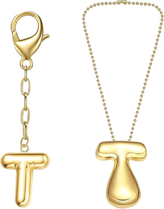 COTATI Gold Plated Bubble Letter Keychain for Women Initial Monogram Pendant Charm Keychains for Bag Handbags Purse