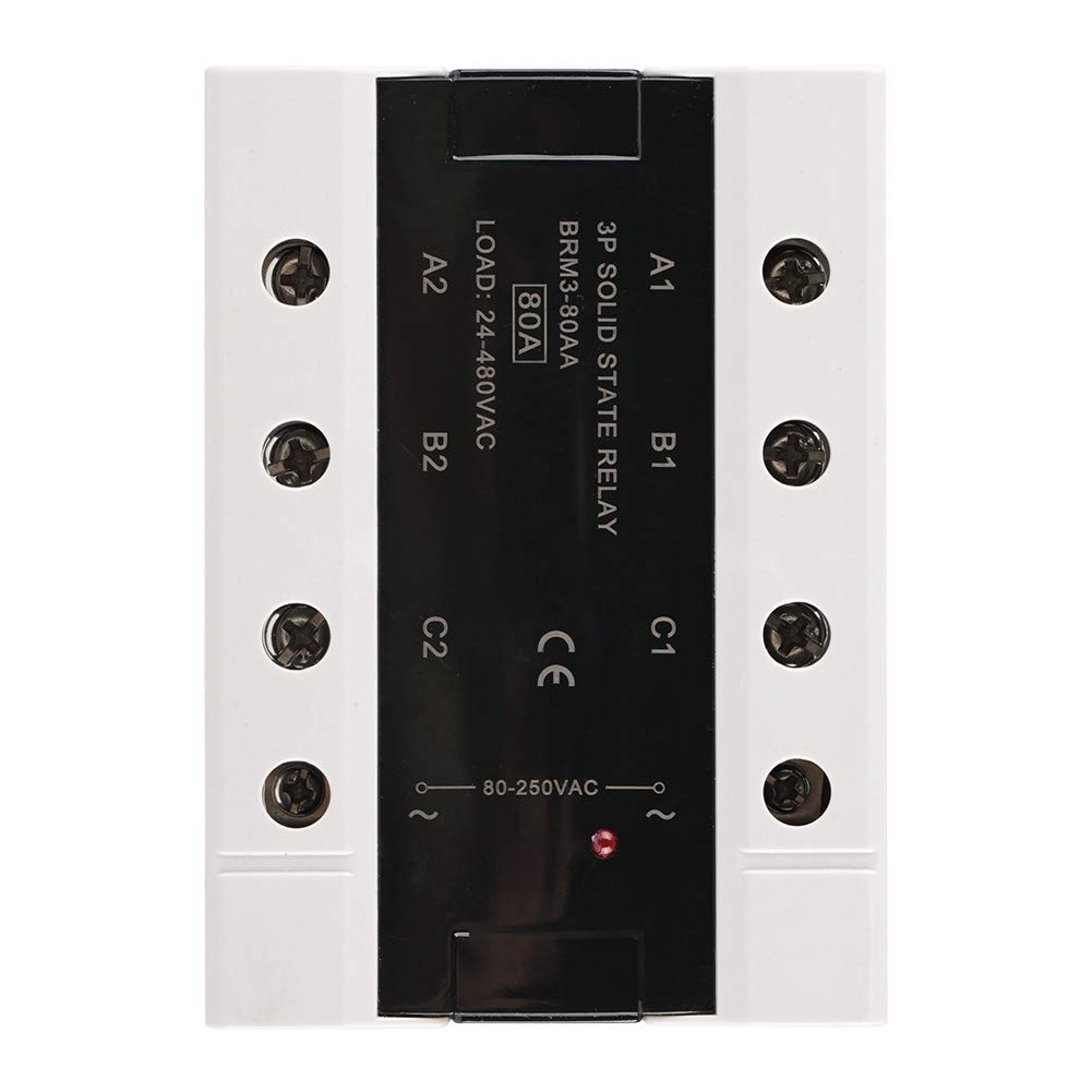 Relè A Stato Solido 80 A/120 A 24 A 480 V CA, Tensione di Isolamento ≥ 2500 V CA, Uscita Sfasata A Tiristore per Controllo CA (BRM3-80AA)