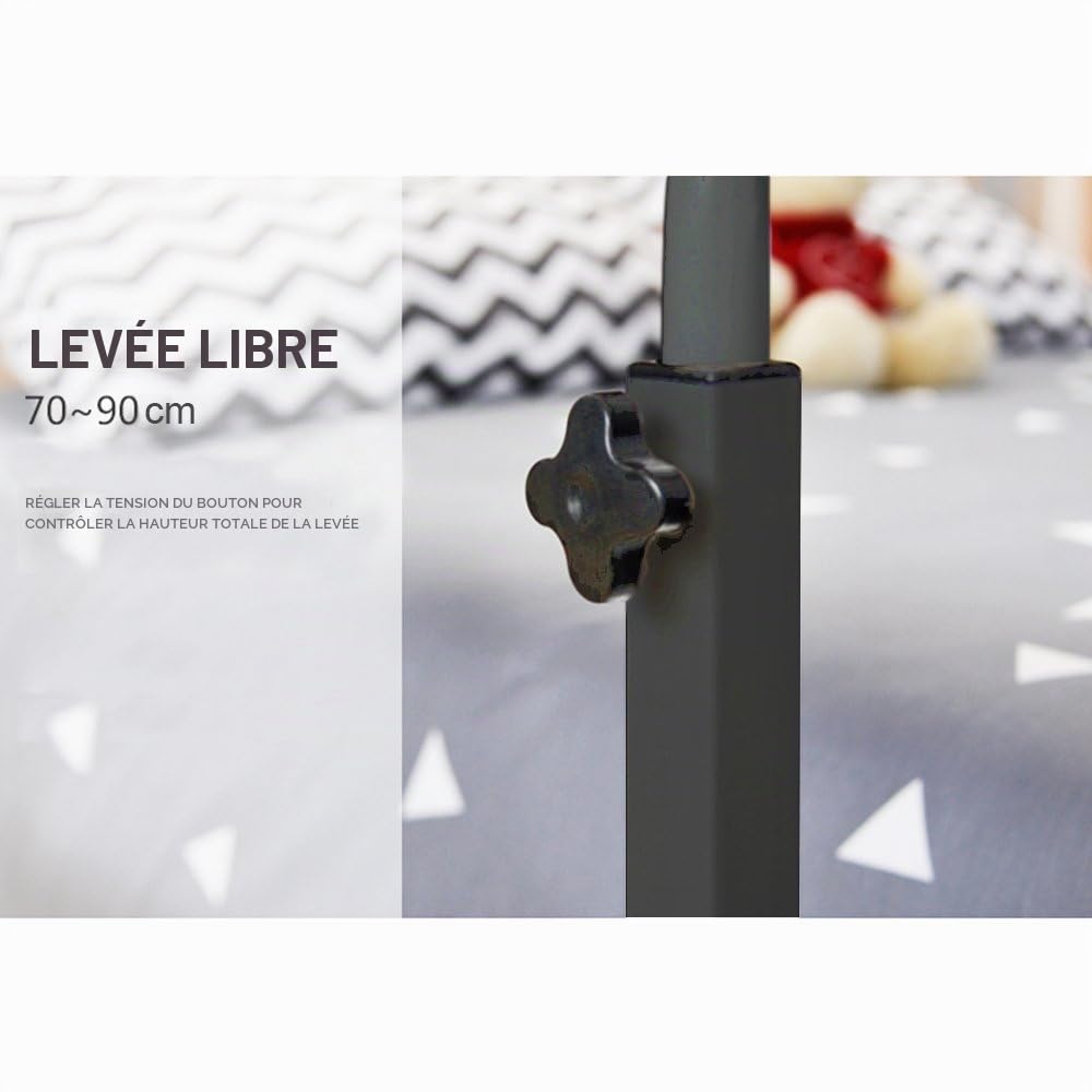sogesfurniture Table Roulante de Lit Canapé pour Ordinateur Portable Hauteur Réglable, 60 * 40cm Petite Table d'appoint Bout de canapé Mobile avec roulettes et Rainure de Tablette, Noir 05#3-60BK-BH