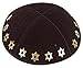 Foil Embossed Suede Kippah - Stars of David (Golden Stars)