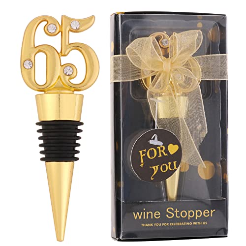 24 Pack 65th Birthday Favors For Guests 65 Years Old Wine Bottle Sioppers With Gift Box For 65th Wedding Anniversary Party Souvenirs Party Favor Decoration