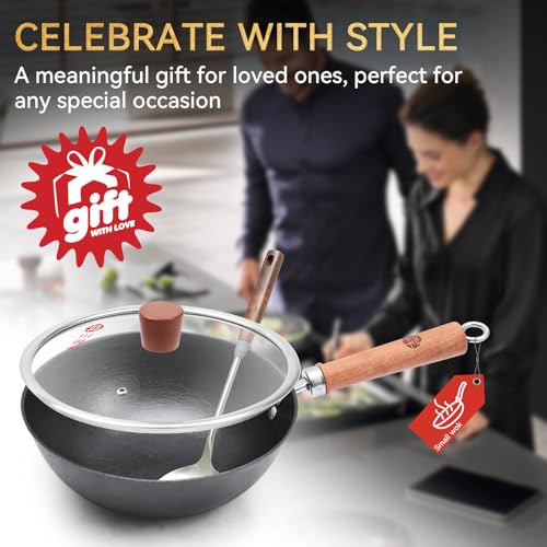 Wok de hierro fundido con tapa de 10.2 pulgadas miniatura 6