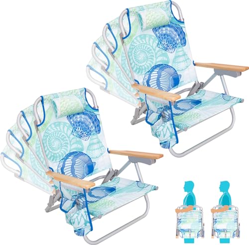 #WEJOY 2 Pack Aluminum Beach Chair with 4 Positions Backpack