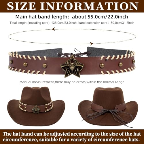 Image of Cowboy Hat Bands for Men and Women,Hatbands Belt for Cowboy /Western /Fedora /Cowgirl Hats Multicolor