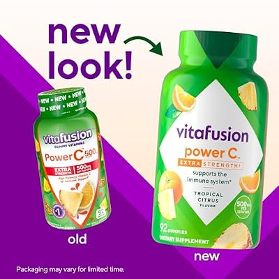 vitafusion Extra Strength Power C Gummy Vitamins, Tropical Citrus Flavored Immune Support (1) Vitamins, 92 Count