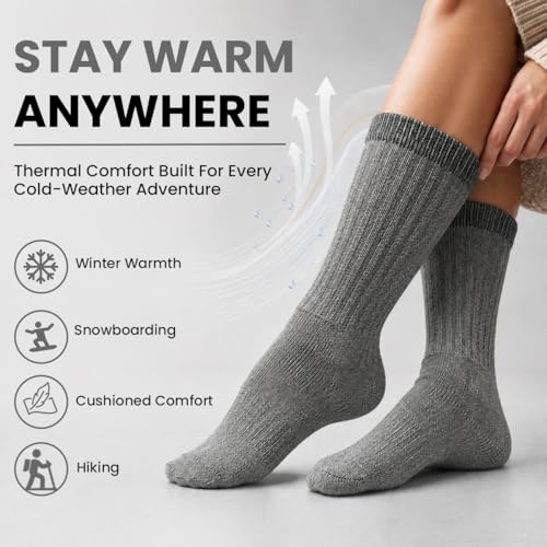 Image of Yacht & Smith 12 Pairs Merino Wool Thermal Boot Socks, Mens Womens Hiking Winter Sock