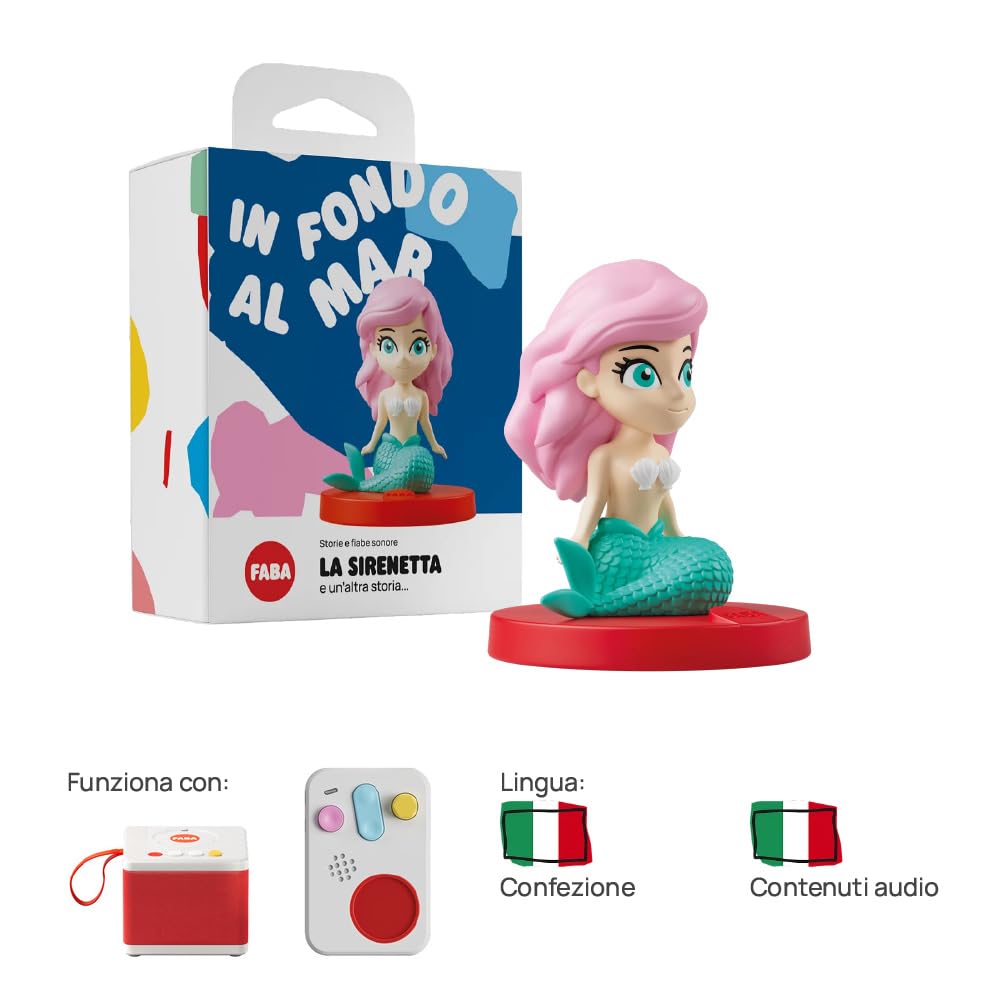 FABA Personaggio Sonoro La Sirenetta - Storie Sonore - Giocattolo, Contenuti Educativi, Versione Italiana, Bambini 4+ anni