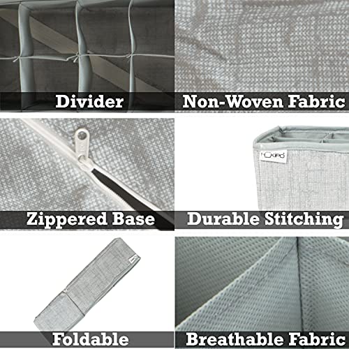 Image of HOKIPO Non-Woven Fabric Undergarment Organizer Storage Box for Drawers Bra Panty Socks Tie Lingerie Organizer for Wardrobe, Grey, 8 Grids (IN-334-GRY)