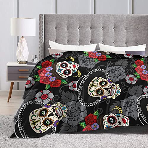 Gbuzozie Fleece Blanket Sugar Skulls Day Of The Dead Lightweight Ultra-Soft Micro Throw Blanket For Sofa Couch Bed Camping Travel thumb #5