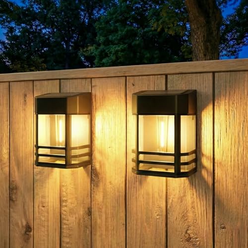 Btfarm Lot de 2 Lampe Solaire Extérieur Rétro, LED Lumière Solaire Extérieur IP65 Étanche Applique Murale Extérieur Solaire Décoration pour Jardin...