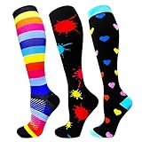 Compression Socks For Women Men 20-25mmHg-Best Medical, Nursing, Travel & Flight Socks - Running & Fitness Compression Stockings (S/M, Rhombus)