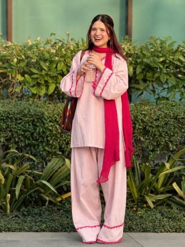 Image of ANNI Designer Cora Cotton Farshi Salwar Suit for Women | Farsi Style Kurti | Farasi Kurta with Dupatta | Parsi Ethnic Dress | Indian Office Party Traditional Clothing Fashion Wear