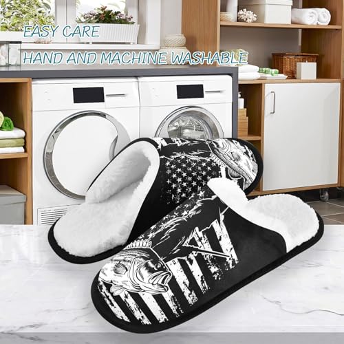 Retro Black Bass Fish Slippers For Women Men Soft Memory Foam Non-Slip Animal Winter Indoor House Shoes Travel Slipper3