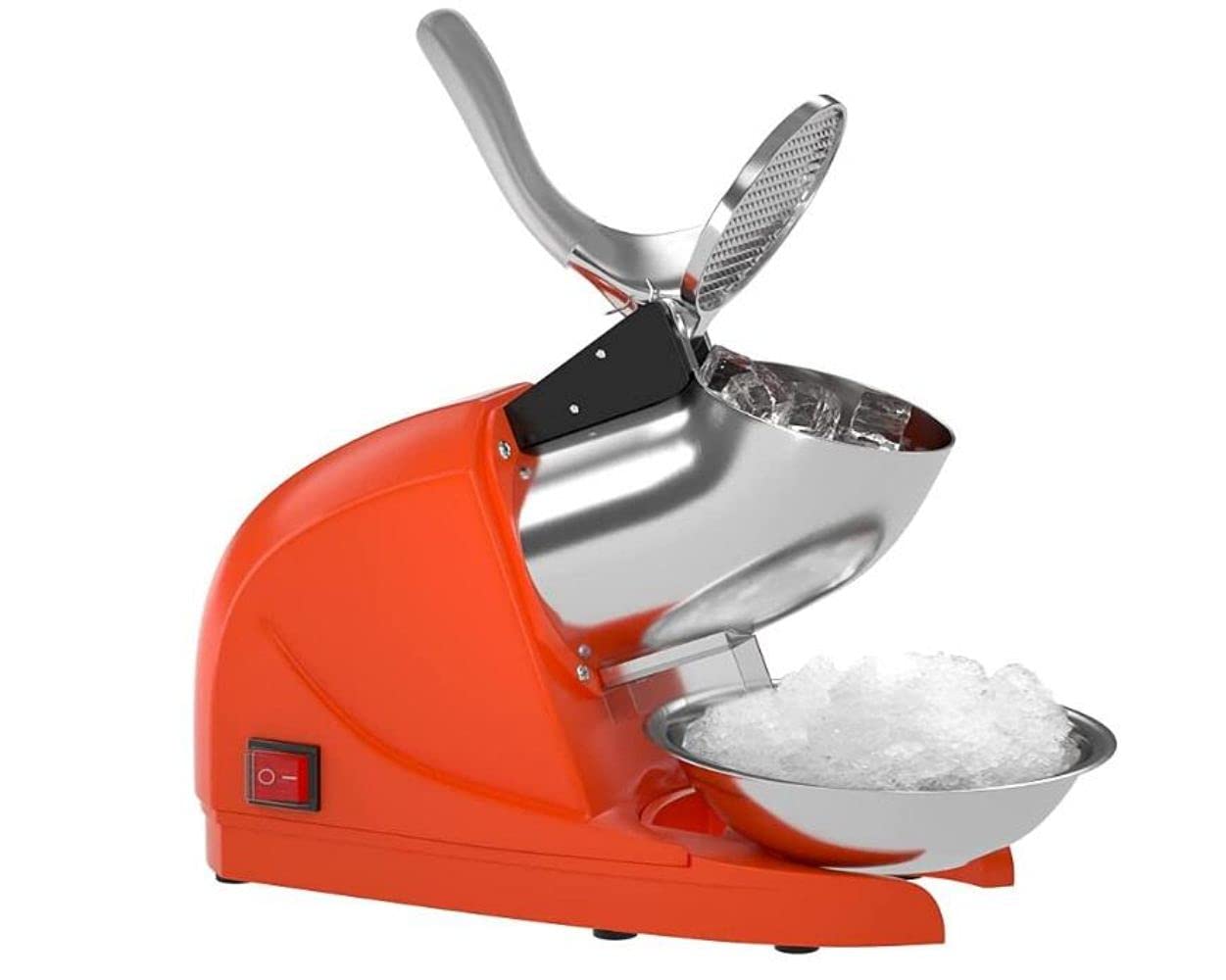 KH Electric Ice Shaver Snow Cone Maker Machine Silver for Home and Commercial Use (Orange)