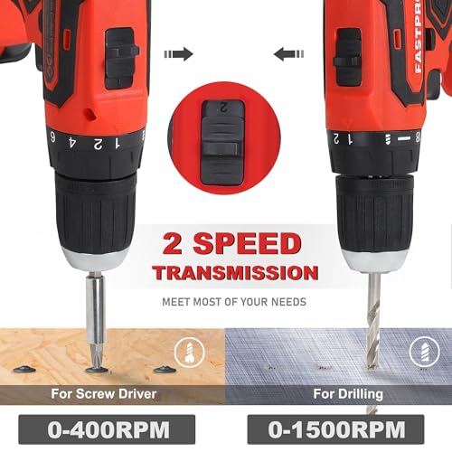 Image of FASTPRO 232-Piece Home Tool Set with Drill, 20V Cordless Drill Driver, Household Repairing Tool Kit with Drill, 12-Inch Wide Mouth Storage Tool Bag Included, Red