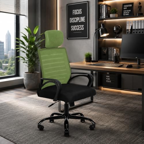 Image of HIGHLIVING Ergonomic Office Chair | Adjustable Headrest | 120 Tilt | Breathable Mesh Back | Moulded Foam Seat | Class 4 Gas Lift | Metal Base | High Back Computer Chair for Home & Office