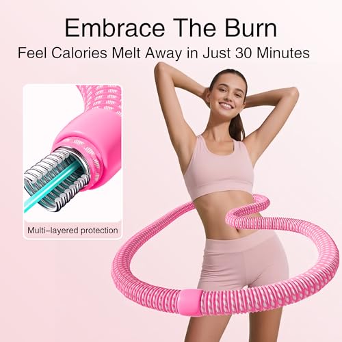 Image of Weighted Soft Spring Hula Hoop for Adults, 3.3 lbs Foldable for Home and Travel, Portable Slimming Fitness Hoop for Weight Loss, Waist-Friendly Design, Upgraded Closed Silent Version