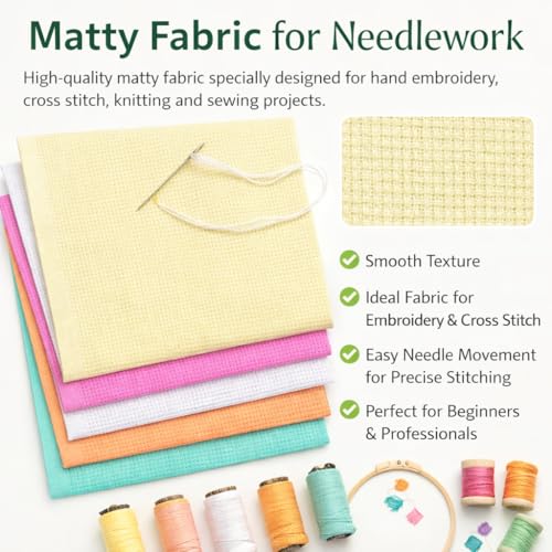 Image of Asian Hobby Crafts 5 Pcs Matty Fabric for Beginners & Adults | DIY Embroidery, Cross Stitch & Knitting | Premium Sewing Fabric for Needlework & Craft Projects | Ideal for Hoop Art Activity