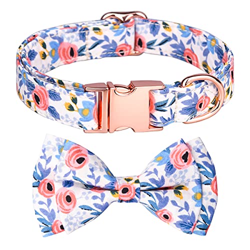 Collar floral para perro y gato, lazo de flores extraíble, algodón suave, ajustable, hebilla de metal de oro rosa para perros, gatos, pequeños, medianos y grandes Cover