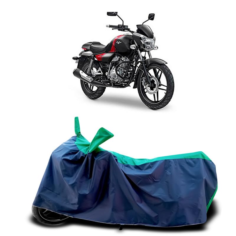 Image of DUFFEL-Two Wheeler Bike Body Cover Compatible for Bajaj V15 Heat Protectio /UV-Rays /Birds Dropping /DustProof /Waterproof Indoor Outdoor and Parking Full Body Protection All Variants [Green Patta]