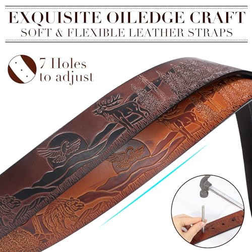 2 Pack Western Leather Belt without Buckle, Mens Western Belt Cowboy Belts for Men Women Cowgirl Belt for Jeans4