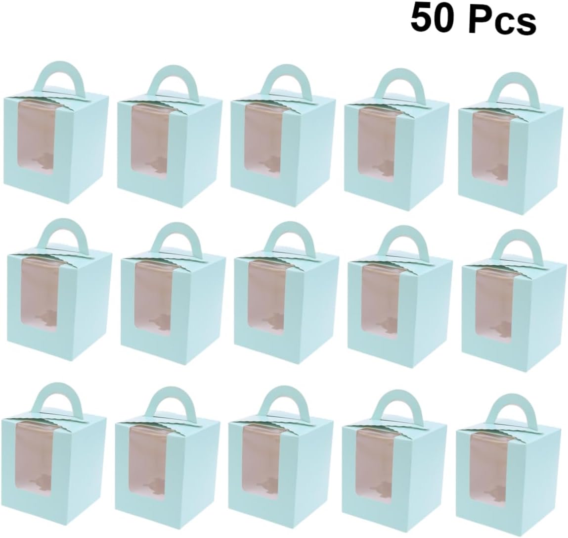 50pcs Food Grade Paper Muffin Box Paper Cups Jumbo Muffin Containers Lid Cupcake Storage Container for Shower Wedding