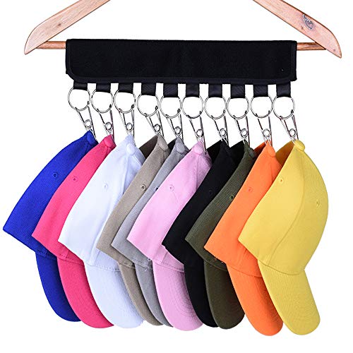 LEKUSHA 3 Pack Cap Organizer Hanger, 10 Baseball Cap Holder, Hat Organizer for Closet - Change Your Cloth Hanger to Cap Organizer Hanger - Keep Your Hats Cleaner Than a Hat Rack - Black