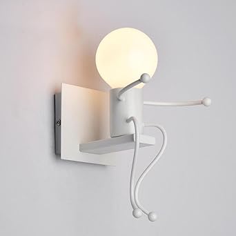 Moderne Mode Applique Murale Creatif Simplicite Design Appliques Pour Chambre D Enfant Eclairage Lampe Douille E27 1 Max 60w Blanc Amazon Fr Luminaires Et Eclairage