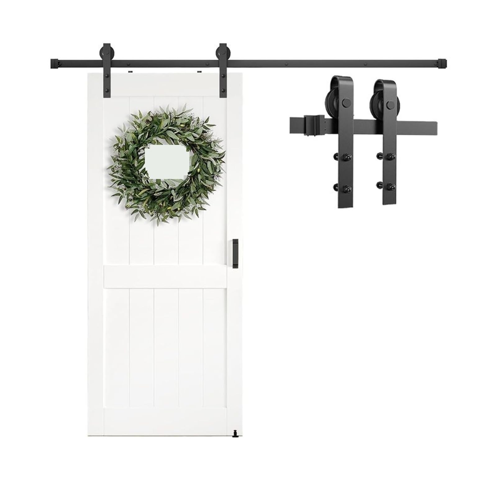 Barn Door Hardware Kit 6.6FT Heavy Duty Sliding Track,Smooth Gliding