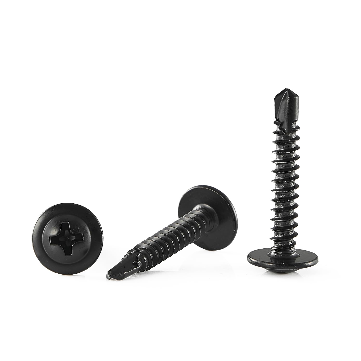 GOHODOMINO #10×1" Sheet Metal Screws 100Pcs 410 Stainless Steel Truss Head Fast Self Tapping Screws Black Oxide