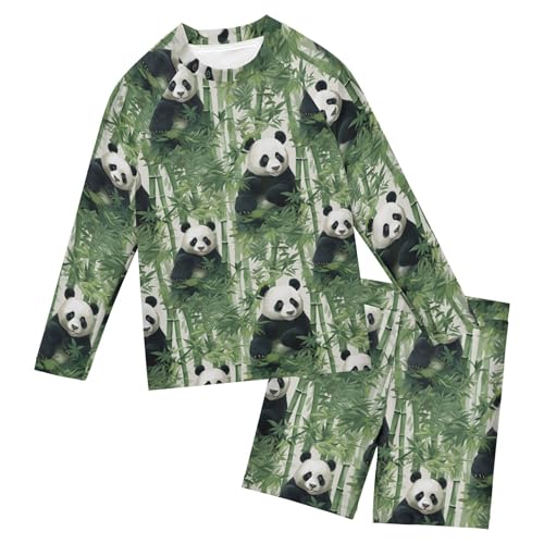 Panda Animal Bamboo Baby Boys' Toddler Long Sleeved Rashguard Swim Bathing Suit Set B0402759