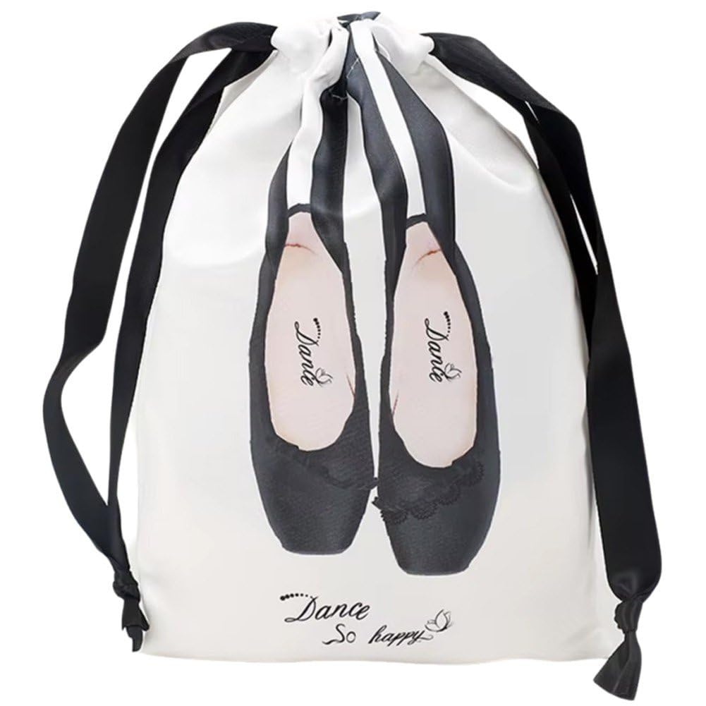 Baokuan Women's Black Pointe Shoe Bag Dance Shoe Bags Shoe Storage Ballet Dance Shoes Bag Drawstring Dance Shoe Pouch Bag For Girls