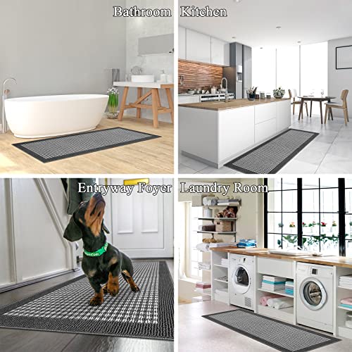 Ileading Laundry Room Runner Rug 2'X6' Non Slip Farmhouse Kitchen Floor Mats With Rubber Backing Machine Washable Black Indoor Decor Carpet For Bathroom Doormat Hallway Entryway Petmat Garage Balcony #TOP5