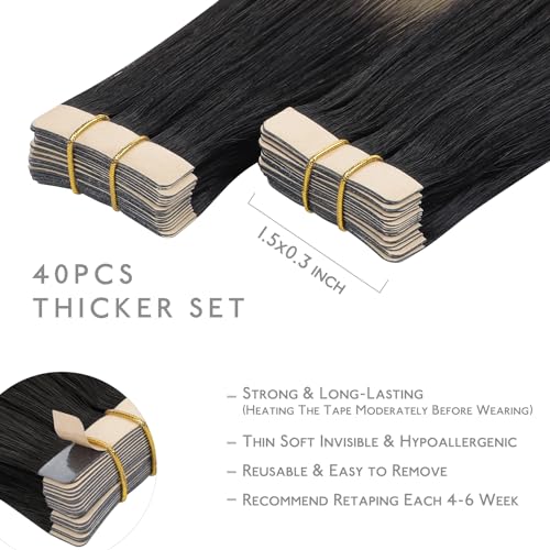 Image of WENNALIFE Tape in Hair Extensions Human Hair, 40pcs 60g 10 inch Balayage Natural Black to Light Blonde Remy Hair Straight Tape in Extensions Invisible Reusable Real Hair Extensiones De Cabello Humano