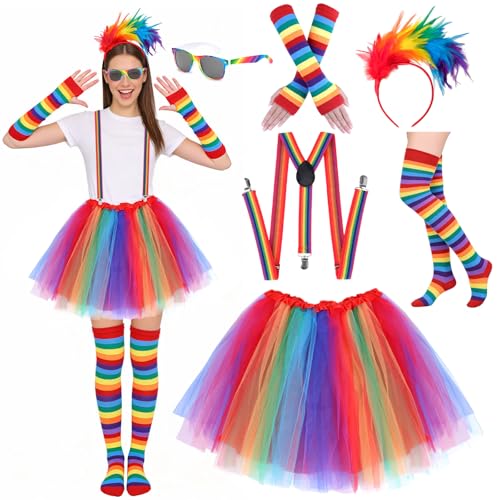 Kkluno Disfraz Arcoíris Mujer - Disfraz Carnaval Arco Iris con